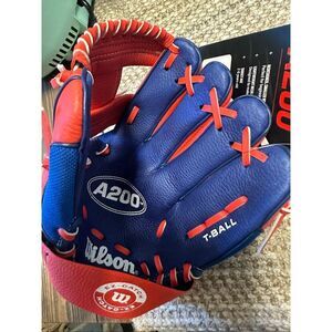 Wilson A200 EZ Catch 10" Glove - Left Hand Royal/Red Tee ball T-ball 2-4 years